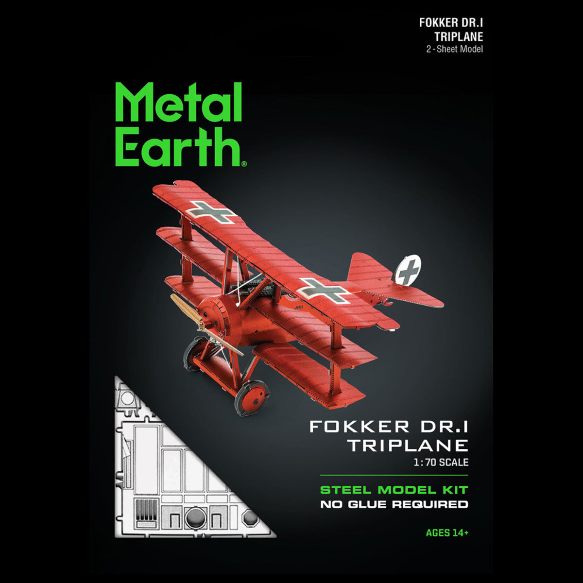 Metal Earth Metallbausätze MMS210 Tri-Wing Fokker Roter Baron Metall Modell