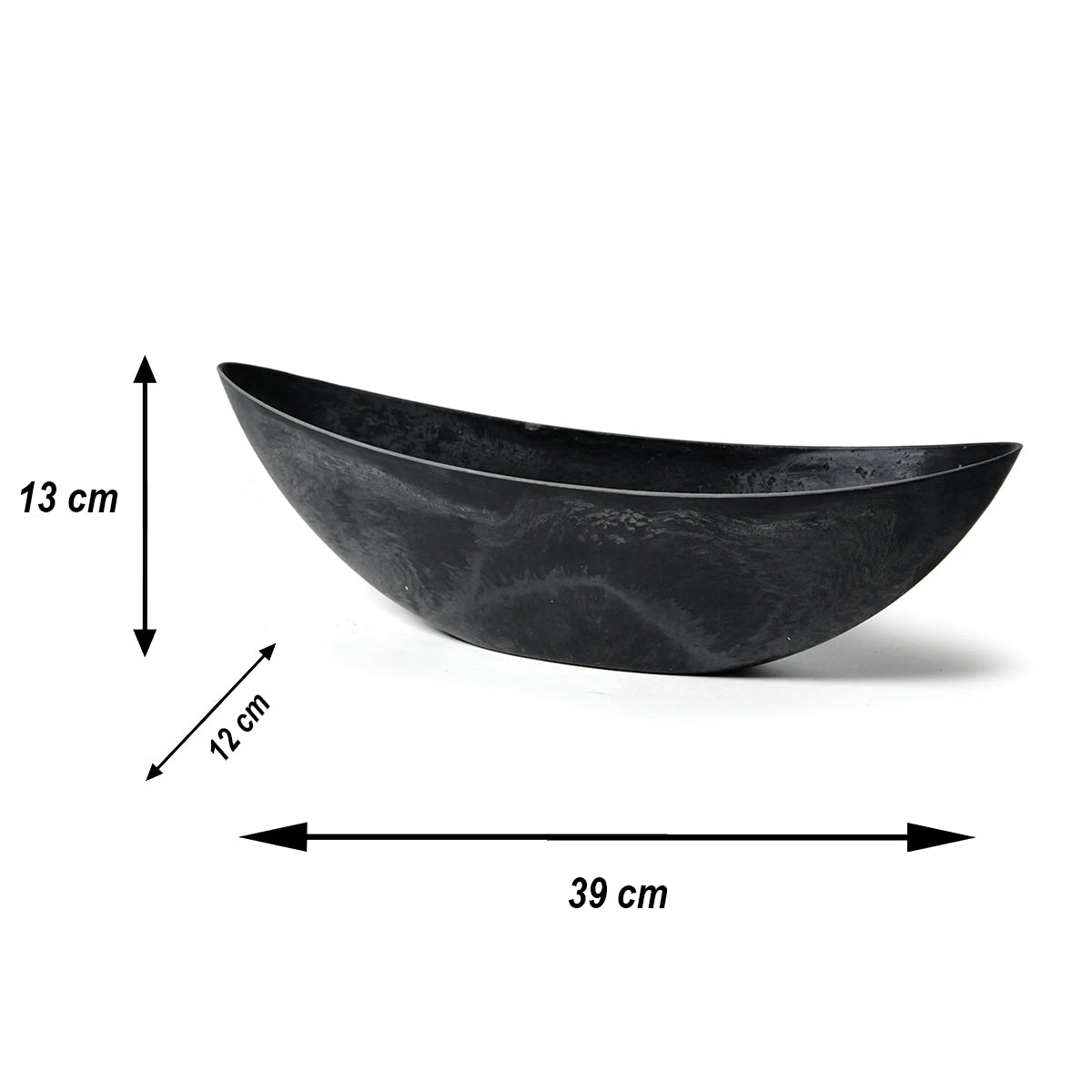 Blumentopf Pflanzschale "Boat" L Blumentopf anthrazit aus recyceltem Kunststoff