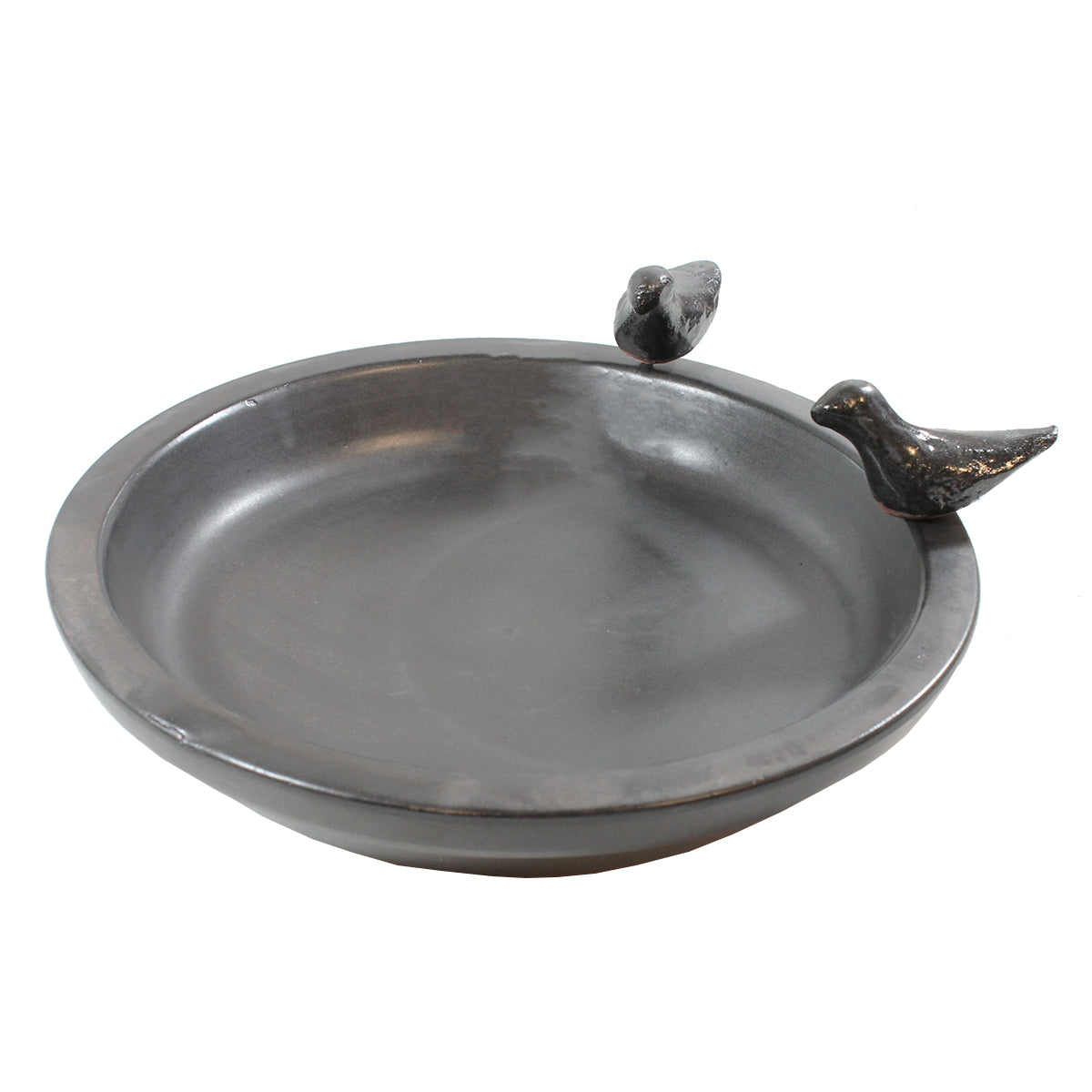 colourliving Vogeltränke für den Garten 30 cm matt schwarz Keramik Vogeltränke rund Vogelbad Garten