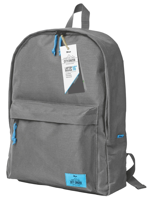 Trust Laptop Rucksack City Cruzer grau bis 16 Zoll Laptoptasche