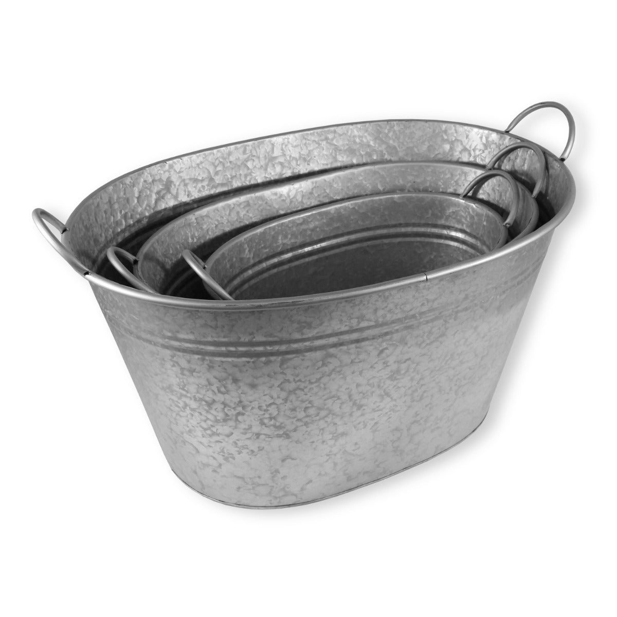 Pflanztopf Pflanzgefäß Zinkwanne 3er Set Silber Blumentopf Pflanzkübel