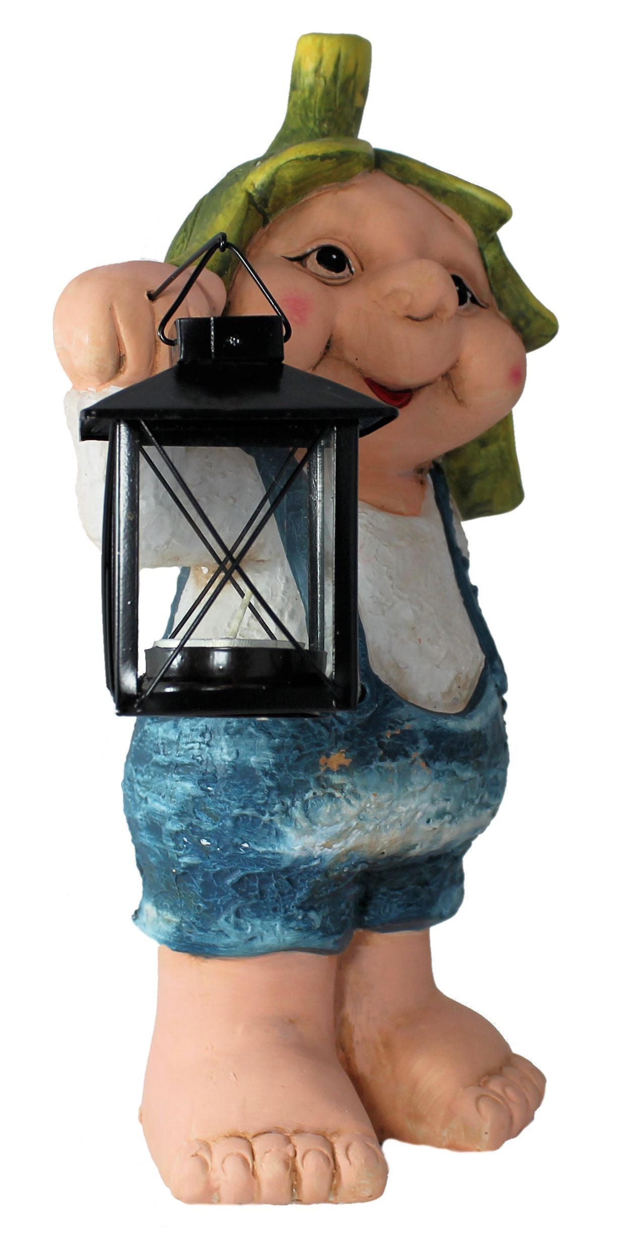 Dekofigur Waldzwerg Eichenblatt mit Laterne und Teelicht Wohnung Dekoration Garten