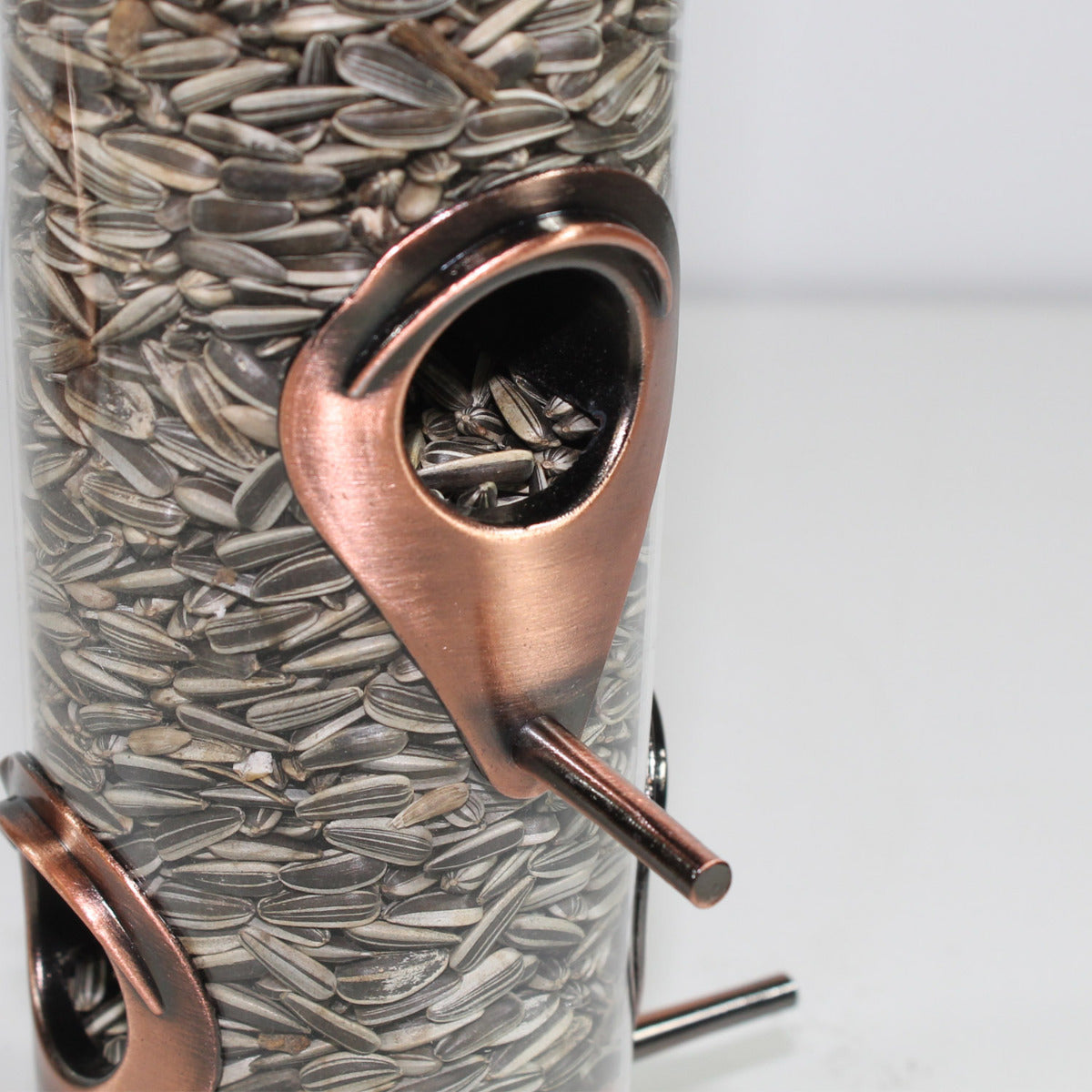 Vogelfutterstation zum hängen Plexiglas Vogelfuttersäule Tower Kupfer Optik Vogelfutter Silo Futtersäule