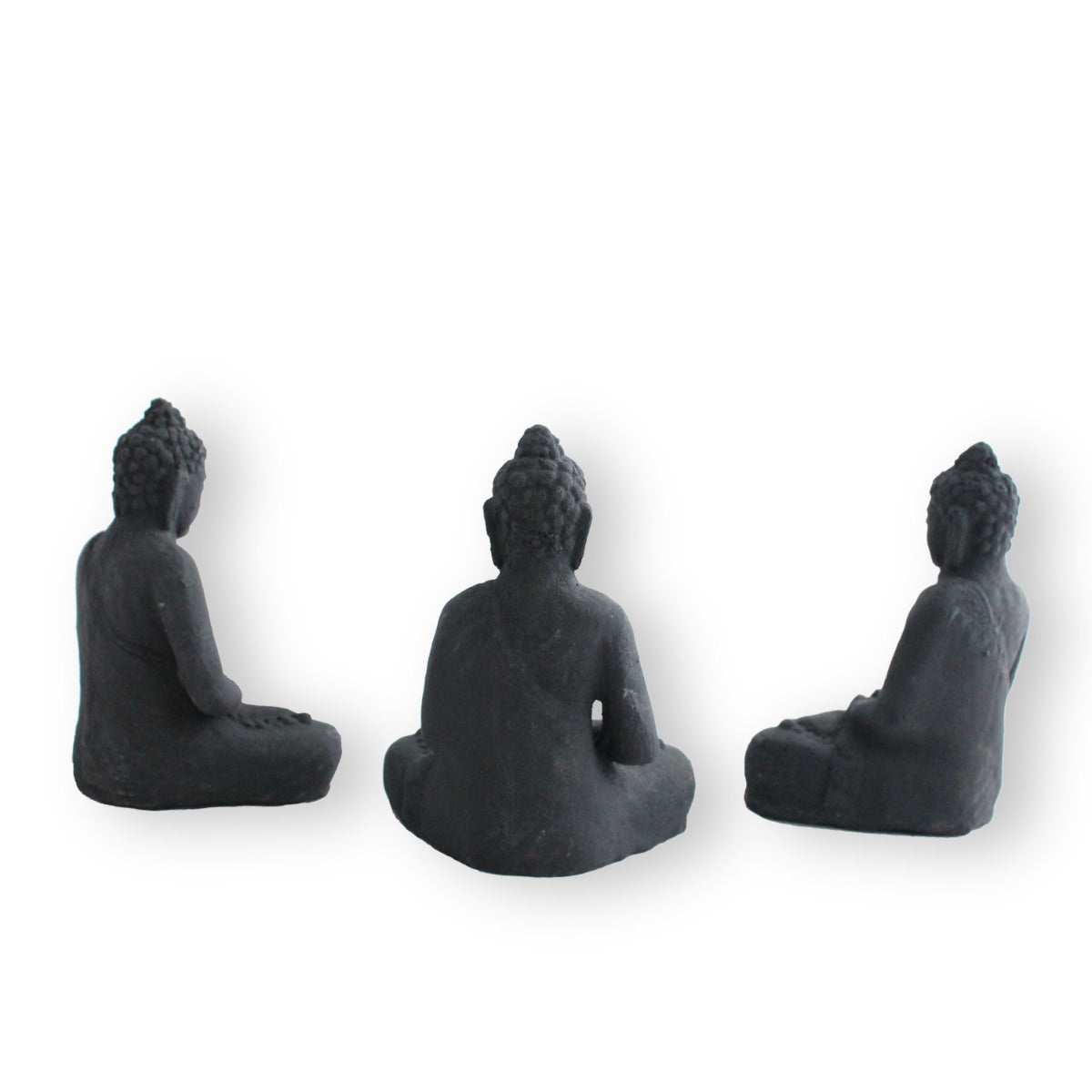 Dekofigur Buddha 3er Set aus Stein Meditation Feng Shui Gartenfigur Dekoration