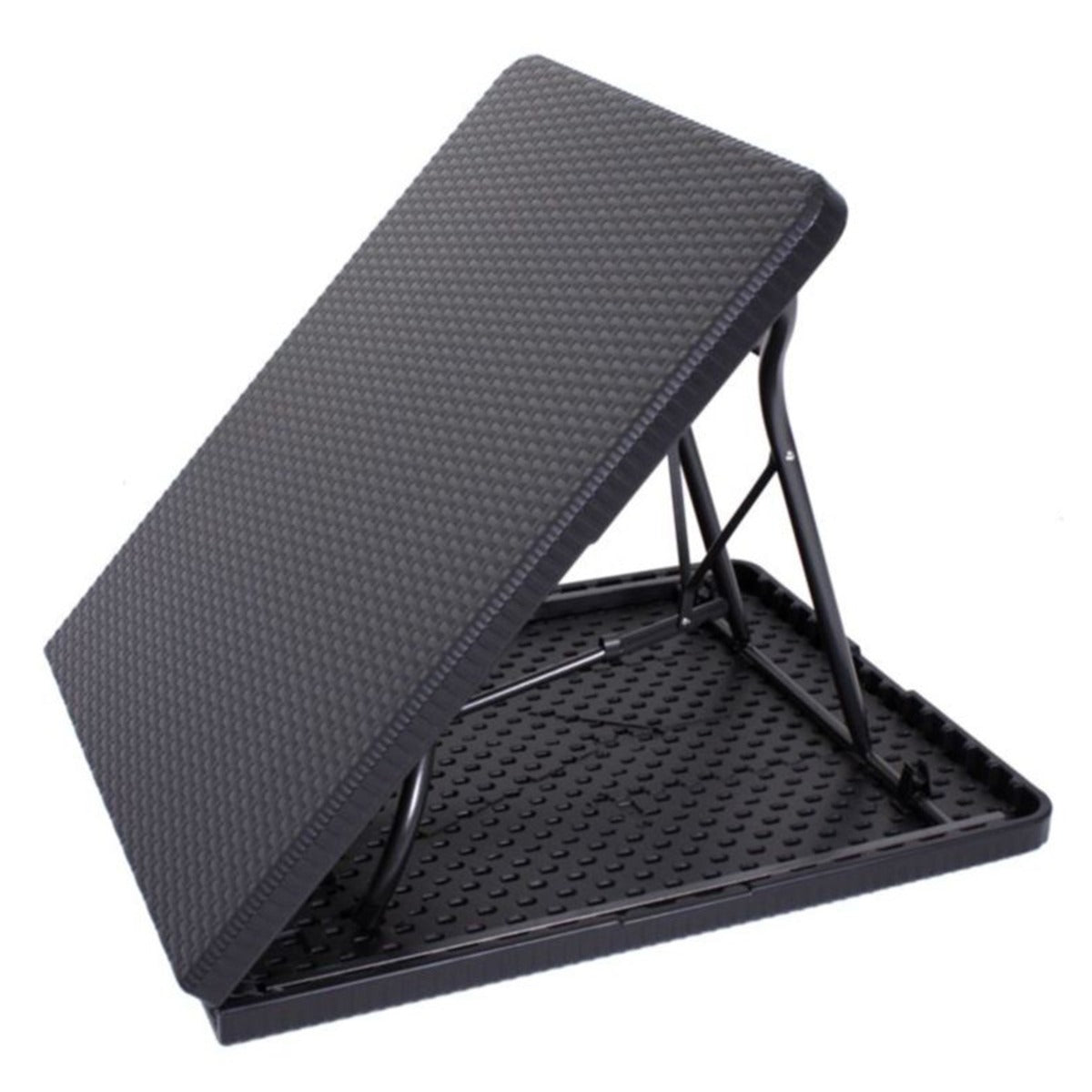 Garden Pleasure Koffer Klapptisch Ventana, Wetterfester klappbarer Biertisch, 180x75 cm, Rattan-Optik Schwarz, Campingtisch Gartentisch Tereassentisch klappbar