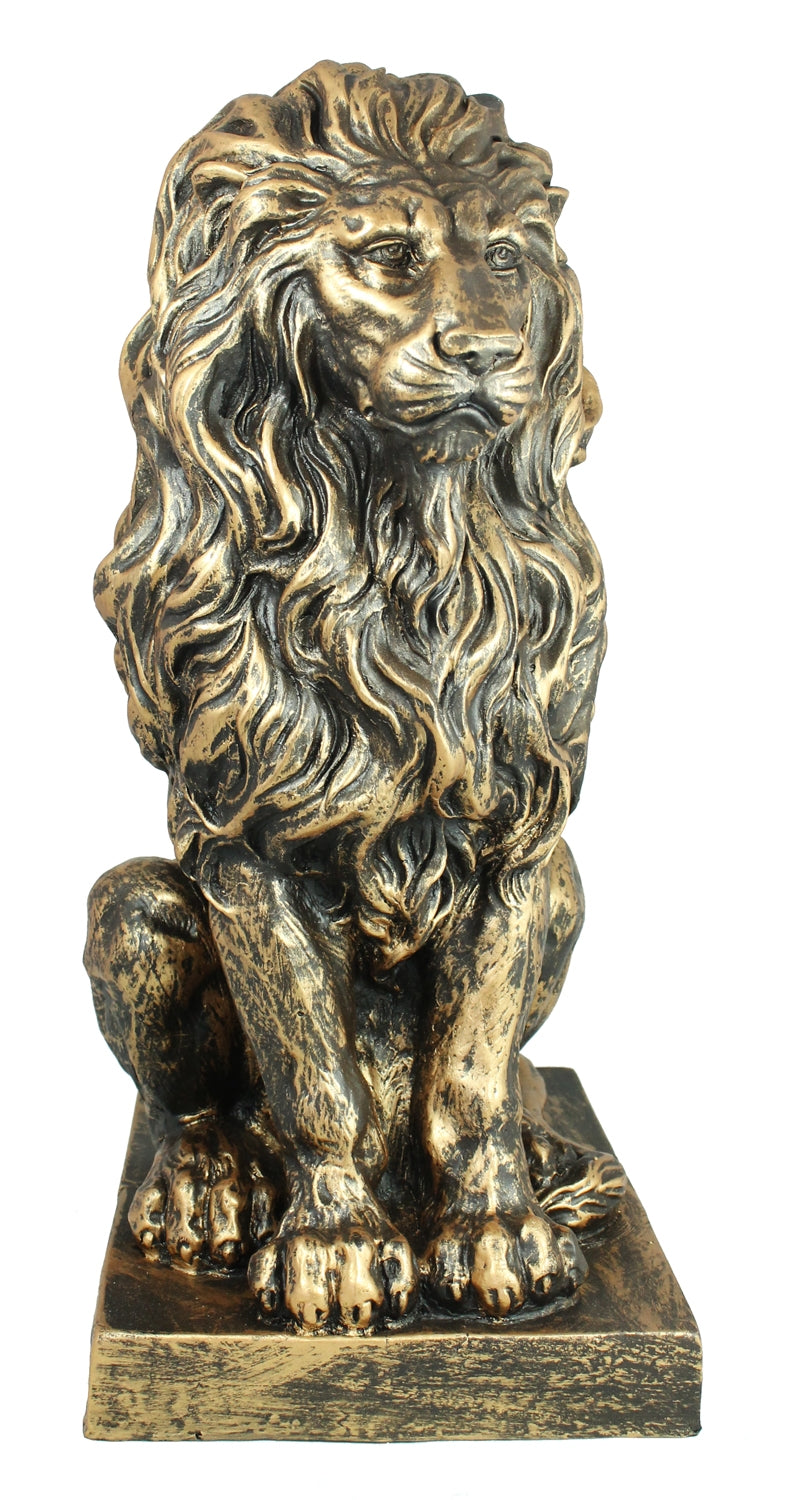 Löwe Figur Gartenfigur Löwe Löwenfigur für den Garten in bronze Optik