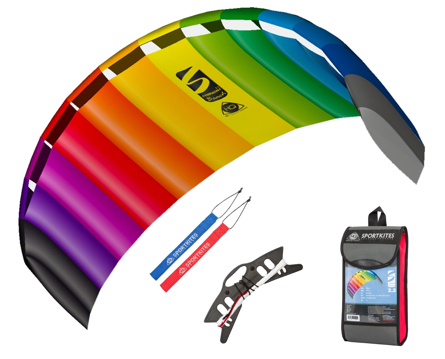 HQ Lenkmatte Symphony Beach III 2.2 Rainbow R2F Allround Lenkdrachen Kite