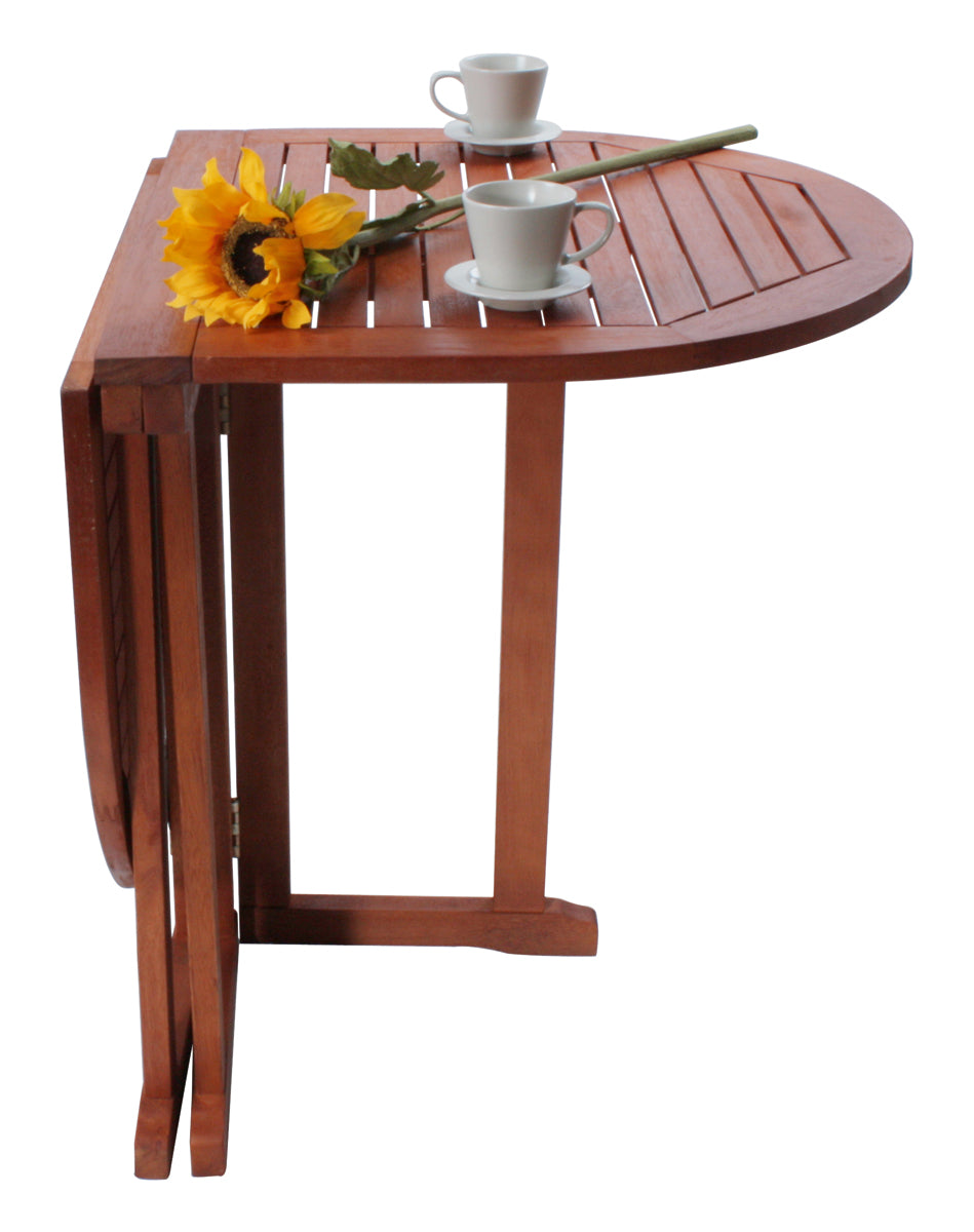 Balkontisch Holz oval BALTIMORE Länge 120 cm beidseitig klappbar Gartentisch Eukalyptus FSC 100%