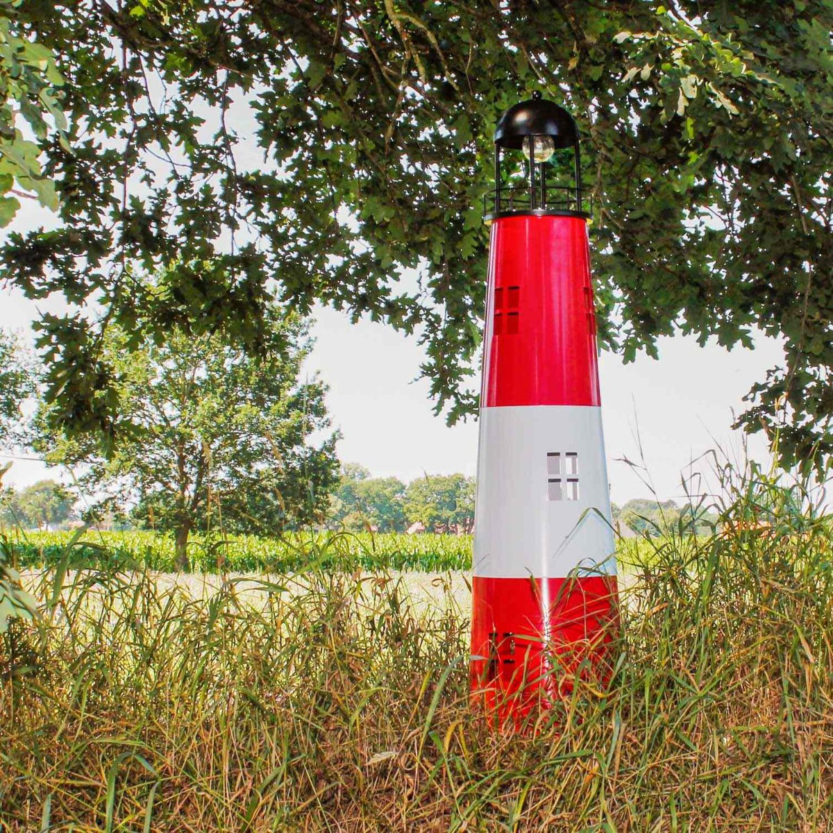 Leuchtturm Garten 150 cm mit Licht Solar Leuchtturm Metall Maritime Deko mit LED Beleuchtung Gartendeko Maritim