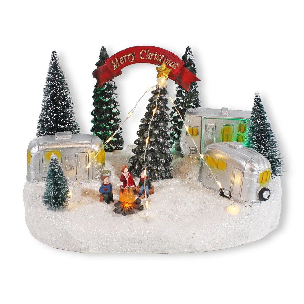 Weihnachtsstadt beleuchtet verschneites Weihnachtsdorf beleuchtet Weihnachtscamping LED Weihnachtsstadt