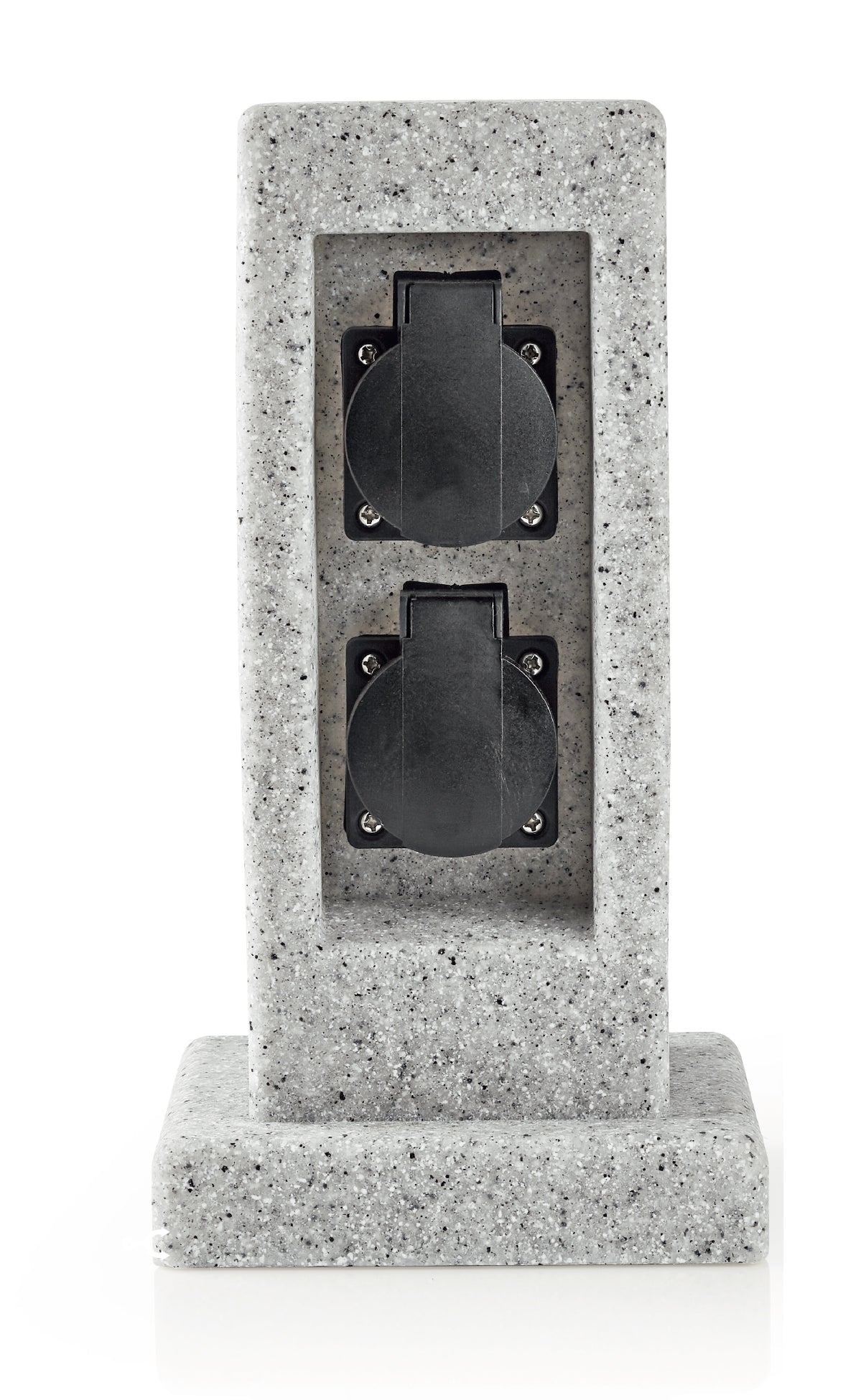 Gartensteckdose Steinoptik 2fach Aussensteckdose Steckdosensäule Granitoptik 2 Steckdosen IP44