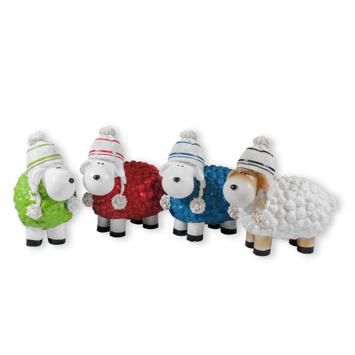 Buntes Deko Schaf blau mit Mütze Gartenfigur Schaf Dekofigur Schaf lustige Schafe