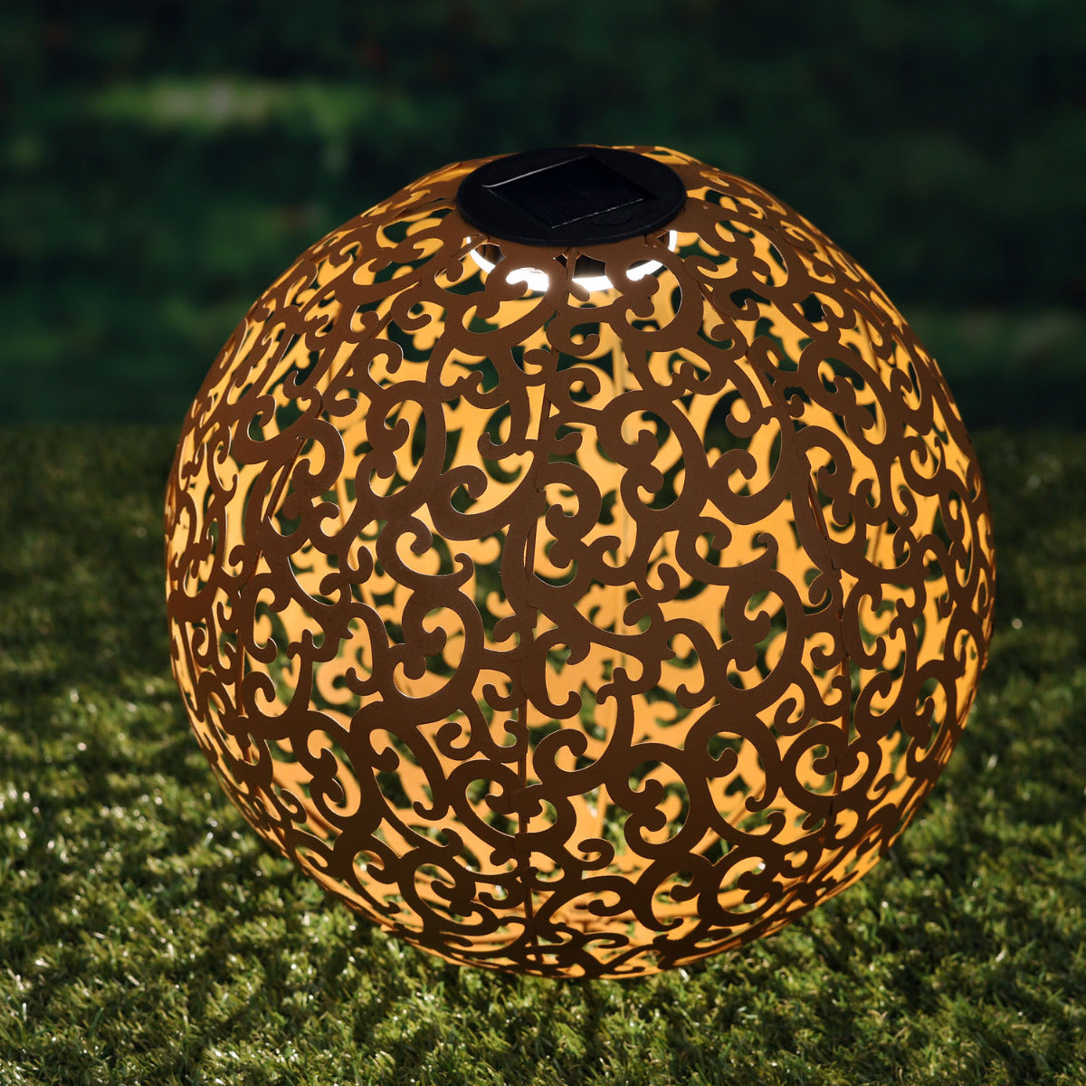 LED Solar Kugelleuchte Edelrost Solar Dekokugel 30 cm Solarkugel für den Garten