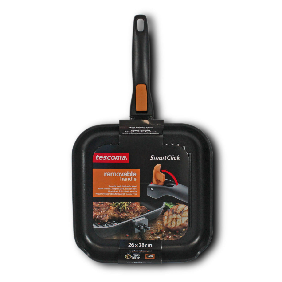 Tescoma Grillpfanne Bratpfanne SmartClick 26 cm Induktion Pfanne antihaftbeschichtet