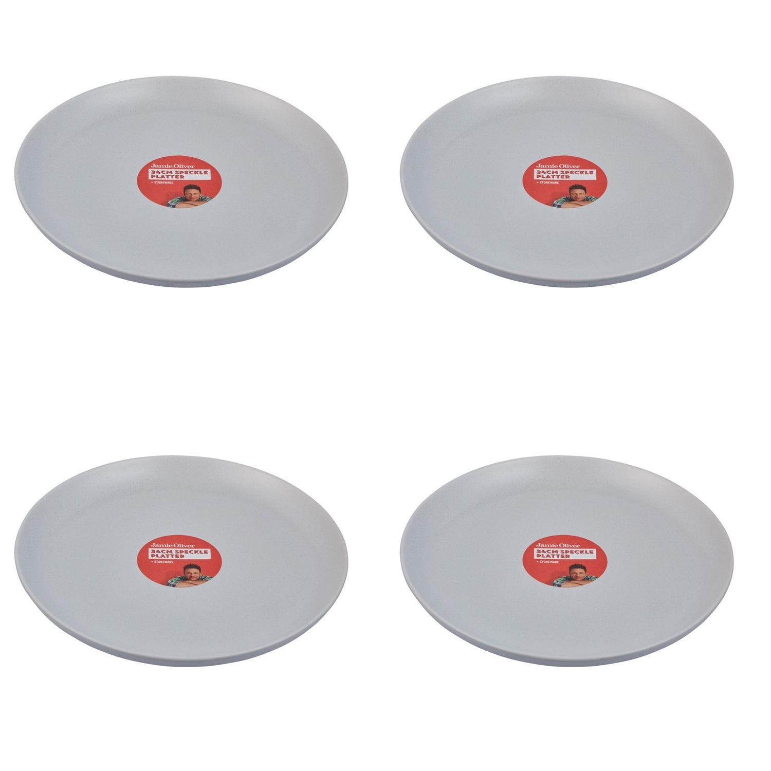 Jamie Oliver Speiseteller 4 Stück Teller Speckle hellgrau 34 cm Essteller Dinner Plates