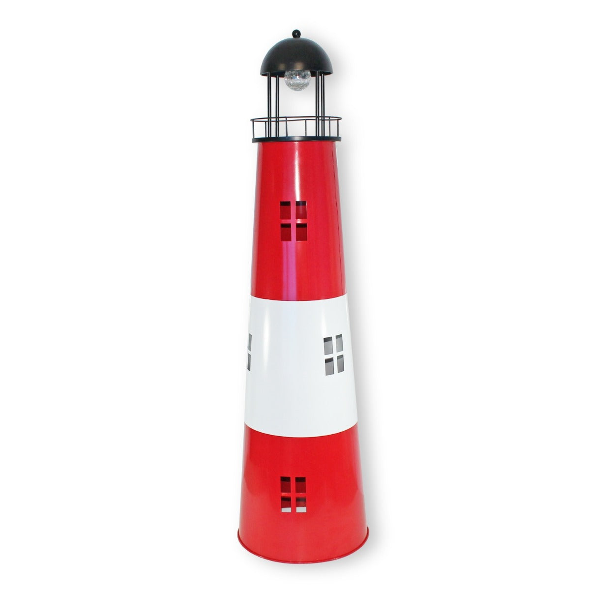 Leuchtturm Garten 80 cm mit Licht Solar Leuchtturm Metall Maritime Deko mit LED Beleuchtung Gartendeko Maritim