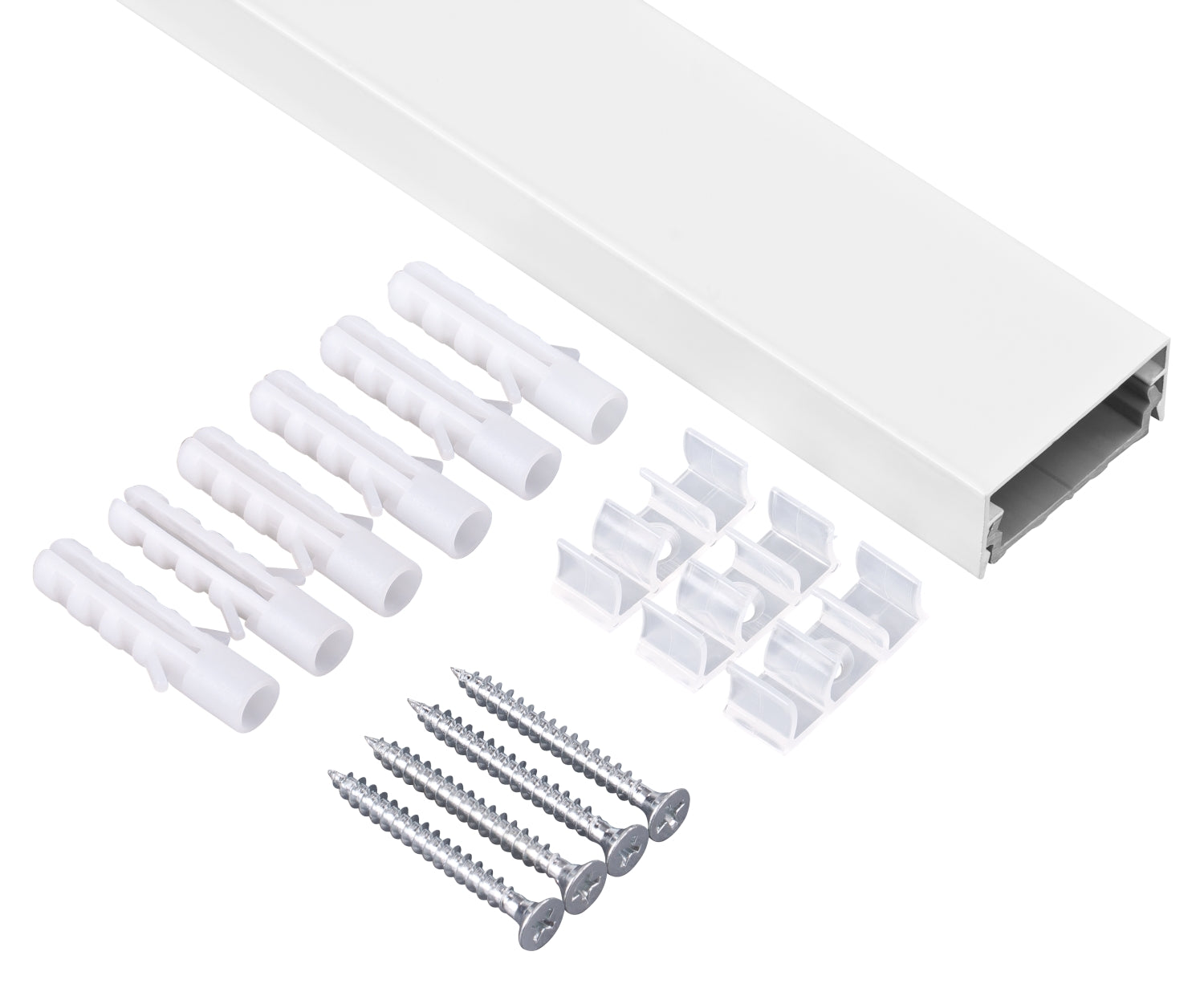 Alu Kabelkanal weiß eckig 115x3,7 cm für TV HiFi Computer Lampen Aluminium Abdeckung