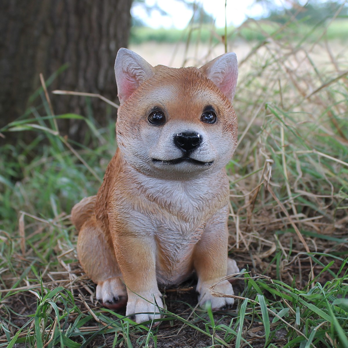 Hunde Figur Shiba Inu sitzend Hund Tierfigur Hundefigur