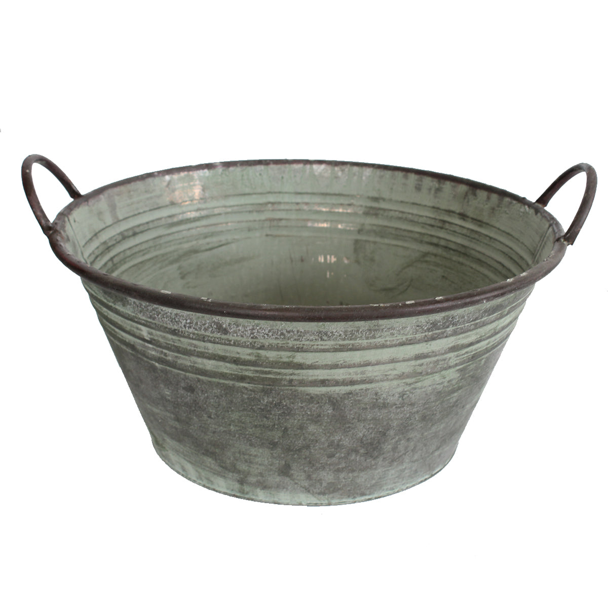 Pflanztopf Pflanzgefäß Zinktopf Old Green 41cm Ø Rund Blumentopf Metall Übertopf