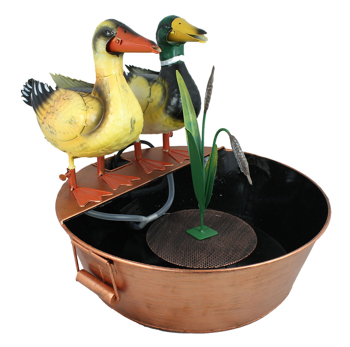 Gartenbrunnen Metall Deko Brunnen Garten Wasserspeier Figuren Enten Zimmerbrunnen Innenbrunnen