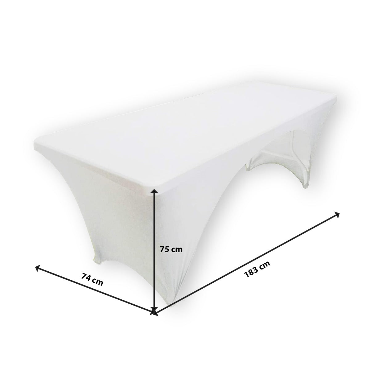 Husse für Koffer-Klapptisch Biertisch Tisch Überzug weiß 182x75x74 cm bügelfreie Strech Husse