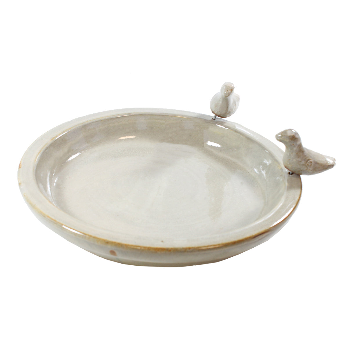 colourliving Vogeltränke für den Garten 30 cm altweiss Keramik Vogeltränke rund Vogelbad Garten