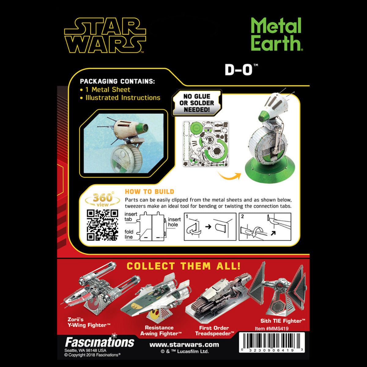 Metal Earth Metallbausätze MMS419 Star Wars “Der Aufstieg Skywalkers” D-O Metall Modell