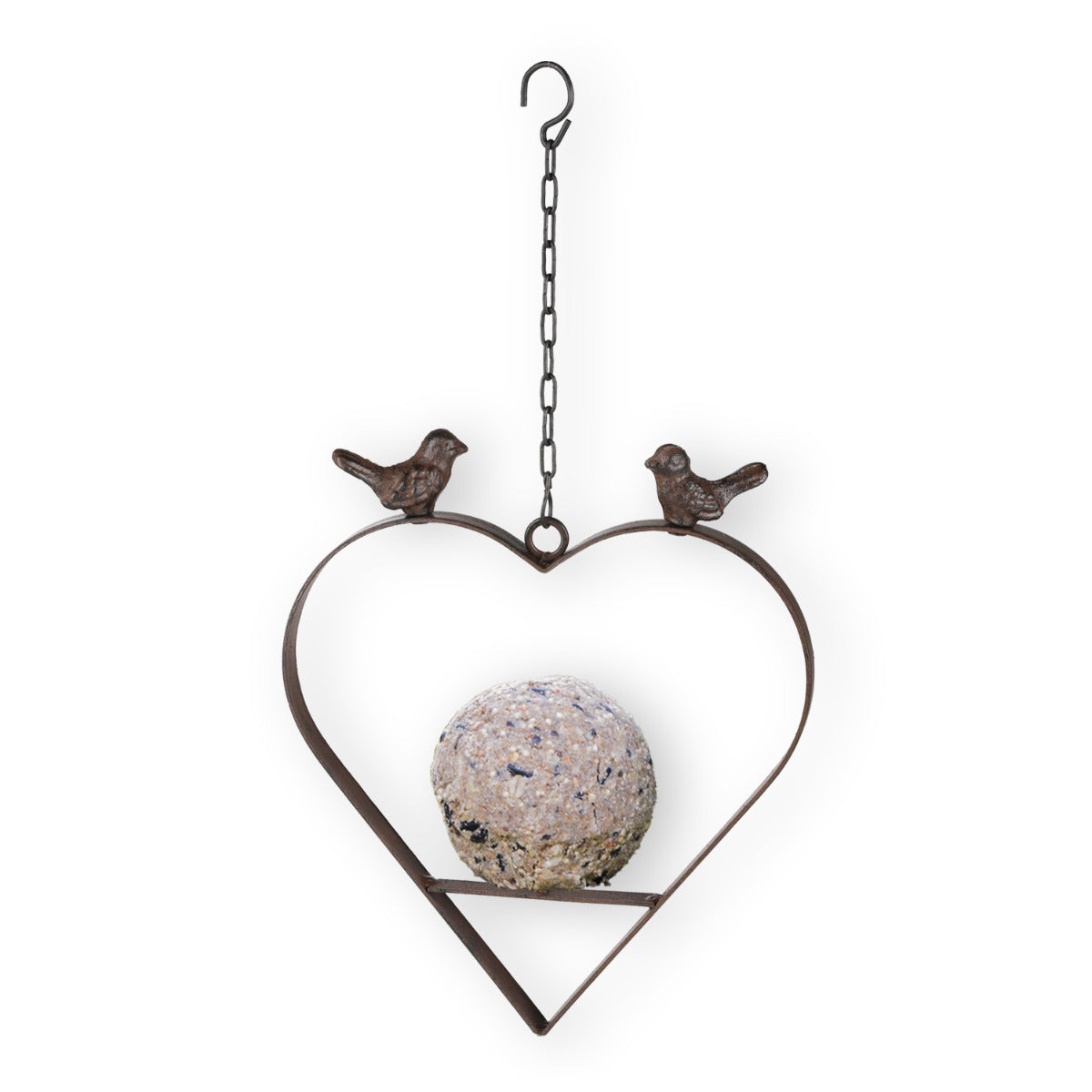 Apfel-Meisenknödelhalter in Schmiedeeisenoptik mit Deko Vögeln 25cm
