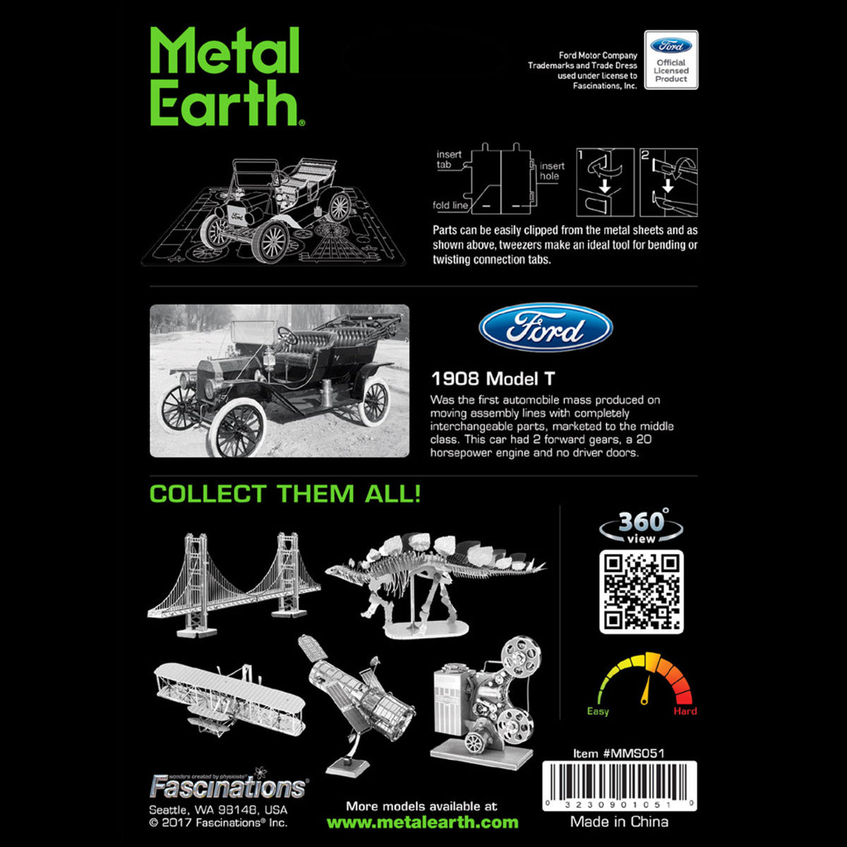 Metal Earth Metallbausätze MMS051 Ford 1908 Model T Automobil Metall Modell