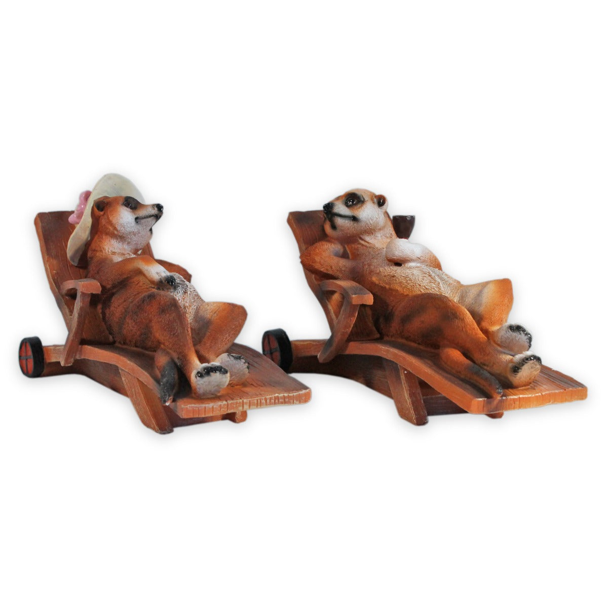 Erdmännchen Figur Erdmännchen Paar auf Liege Erdmännchen Deko