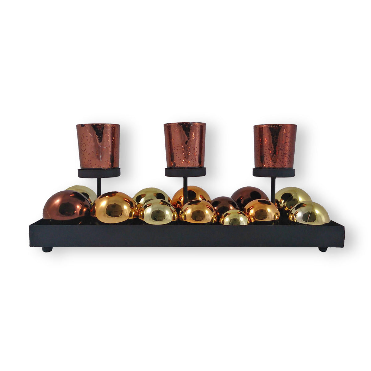 Teelichthalter Glas Teelichtgläser mit Deko Kugeln Weihnachts Tischdeko