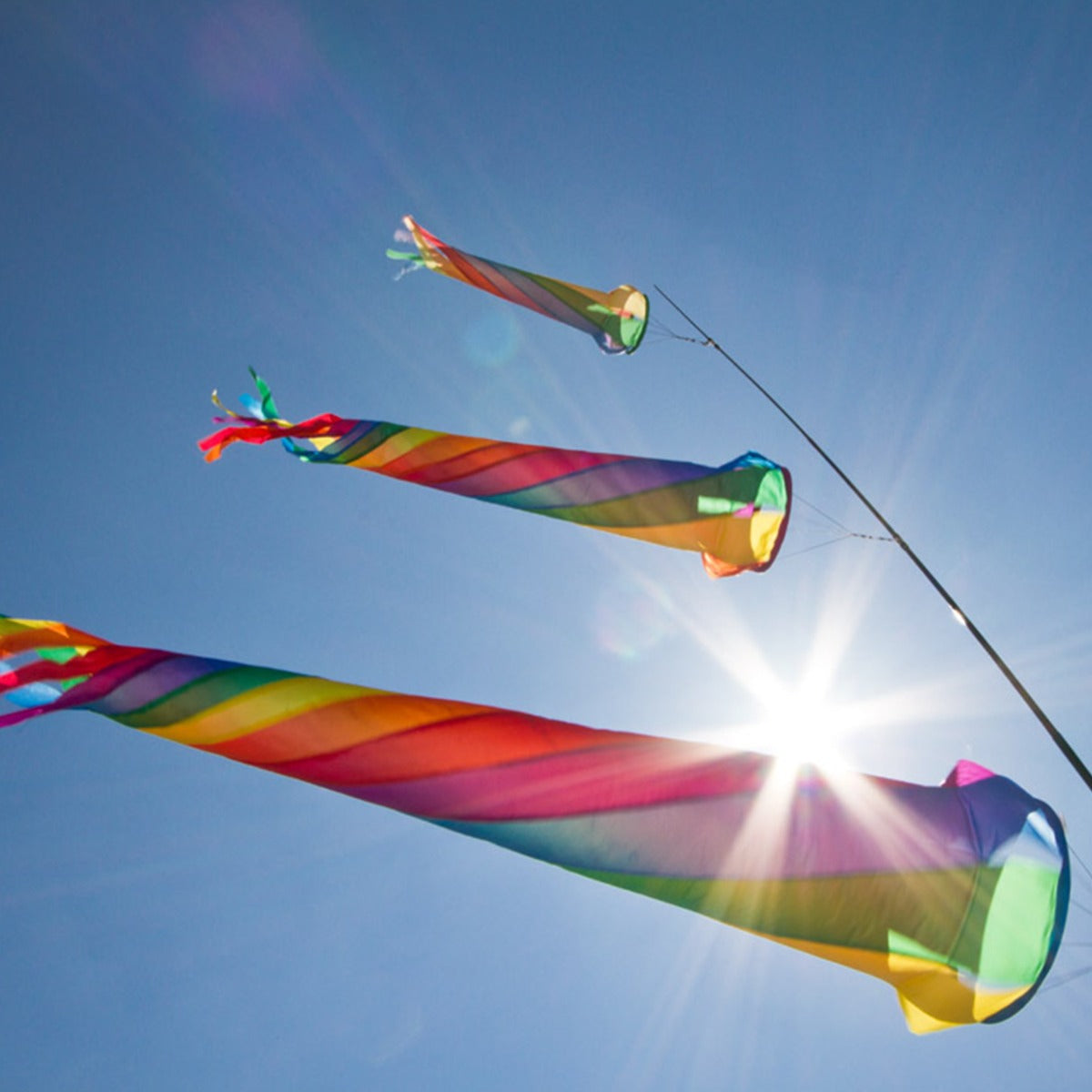 Windspiel Turbine HQ Windturbine 110 cm Rainbow Windsack Leinenschmuck Windfahne