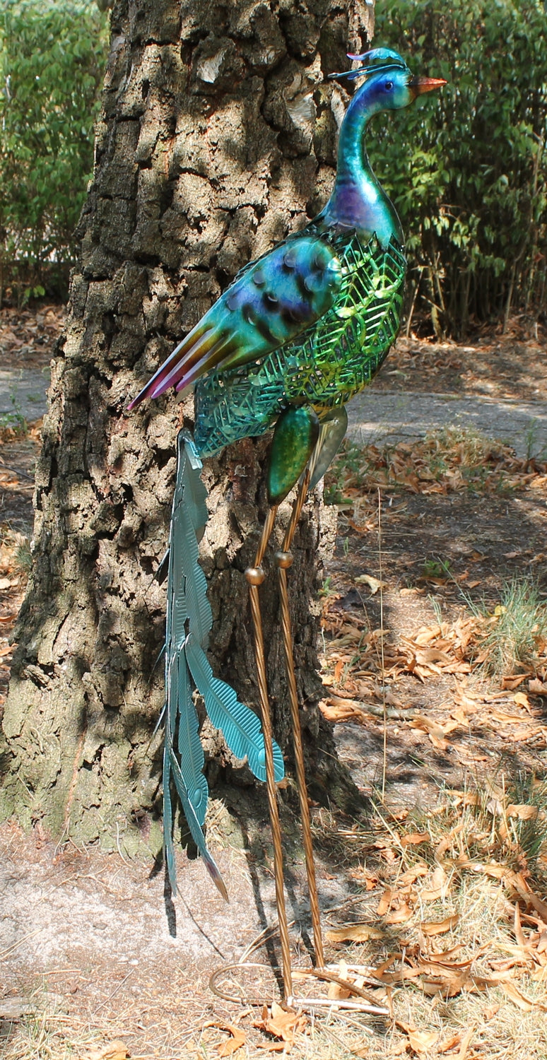 Dekofigur Pfau Dekovogel 88 cm Teichfigur Metallfigur Gartendeko Teich Fischteich