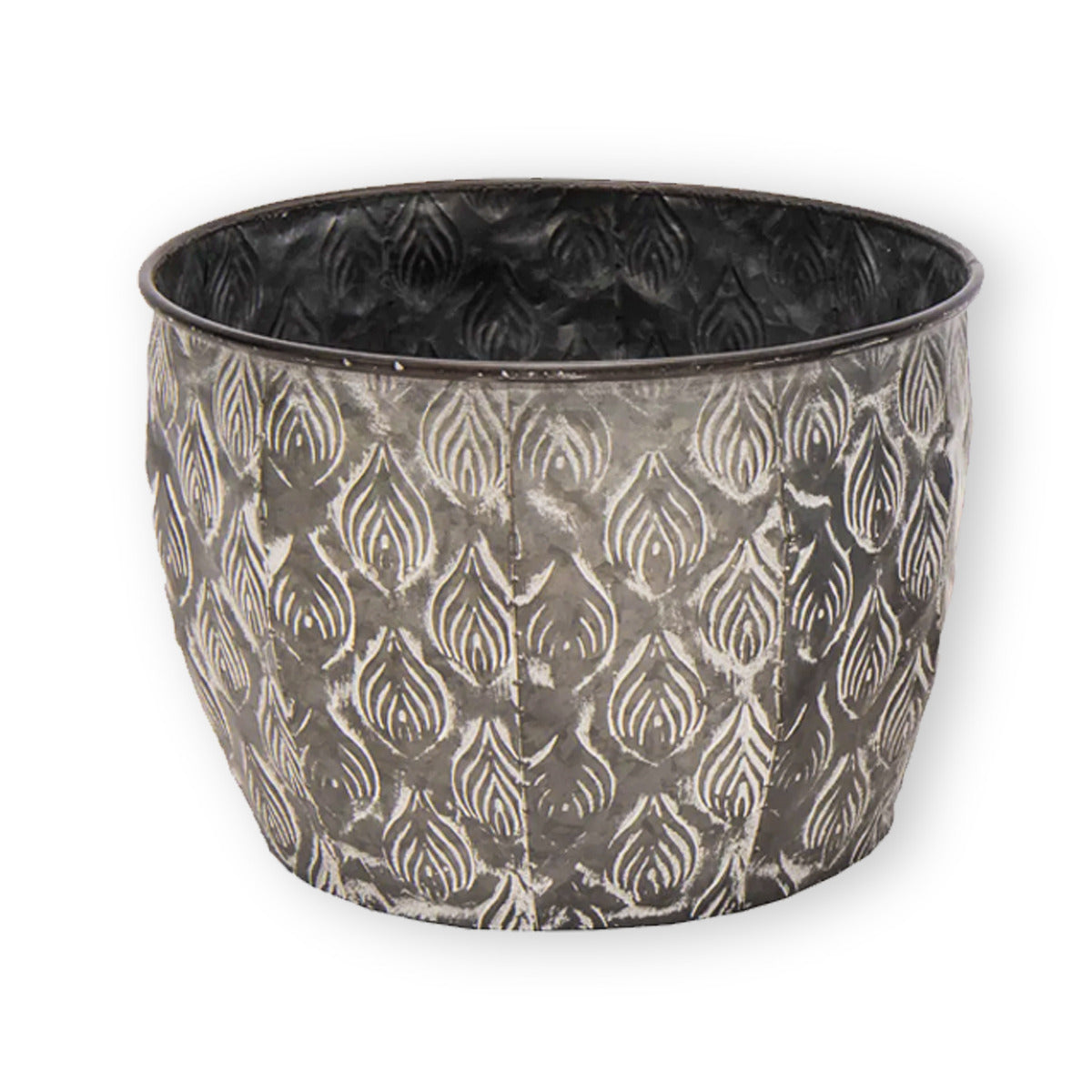 Pflanztopf Pflanzgefäß Zinktopf Ovum Pot Old Grey 38cm Rund Blumentopf Metall Übertopf