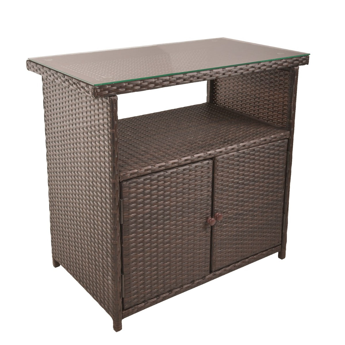 Garden Pleasure Sideboard Padua braun| Rattan Sideboard 90x50x84cm, Terassen Sideboard wetterfest, Anrichte, Sideboard Rattangeflecht, Terassenschrank