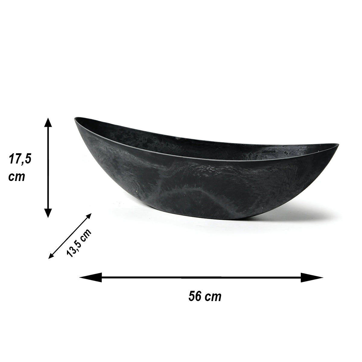 Blumentopf groß Pflanzschale "Boat" XL Blumentopf anthrazit aus recyceltem Kunststoff