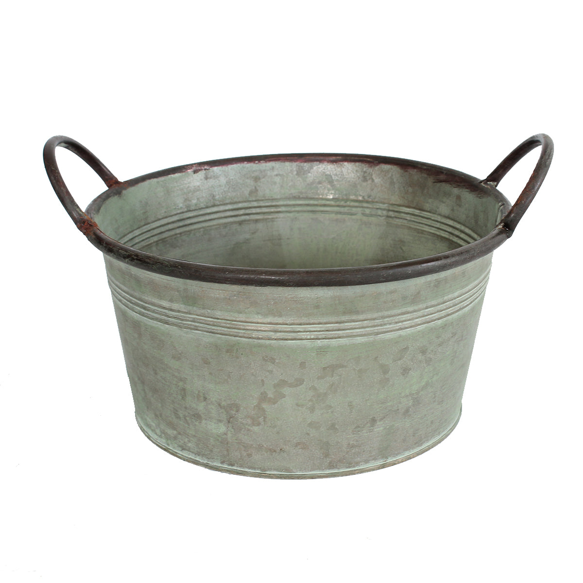 Pflanztopf Pflanzgefäß Zinktopf Old Green 28cm Ø Rund Blumentopf Metall Übertopf