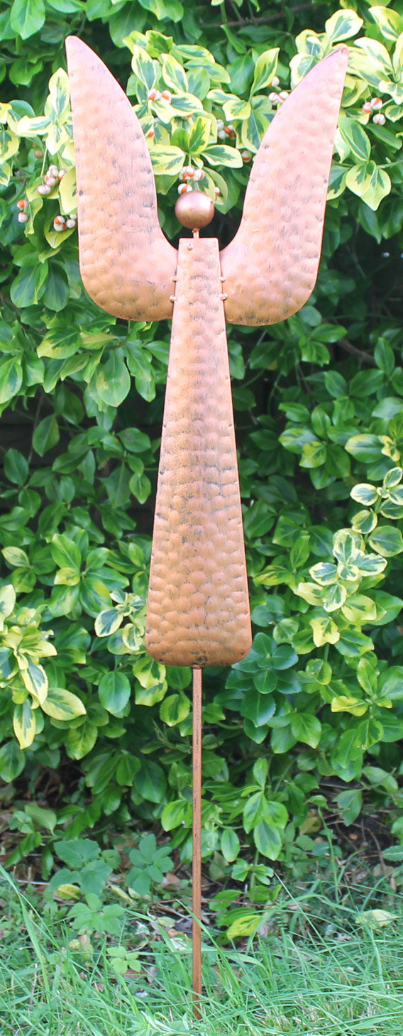 Gartenstecker Engel aus Metall Dekofigur Höhe 64 cm Farbe Kupfer Metallfigur Beetstecker Metall-Engel Weihnachtsdeko