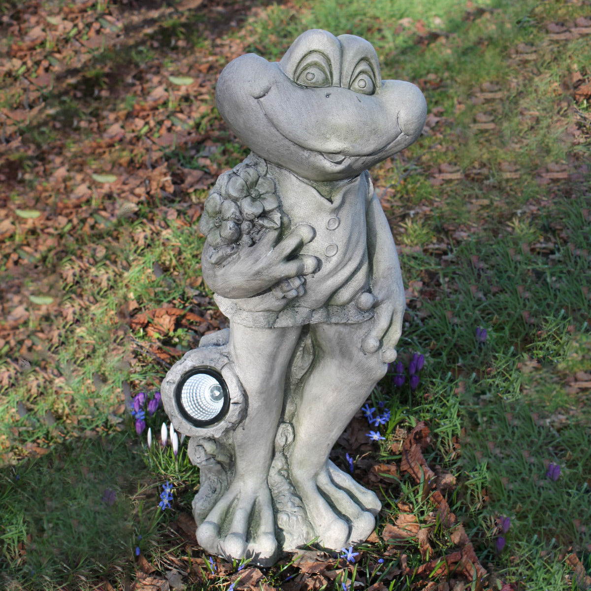 Dekofigur Frosch mit Solarlampe Gartenfigur Froschfigur Gartenleuchte Solar