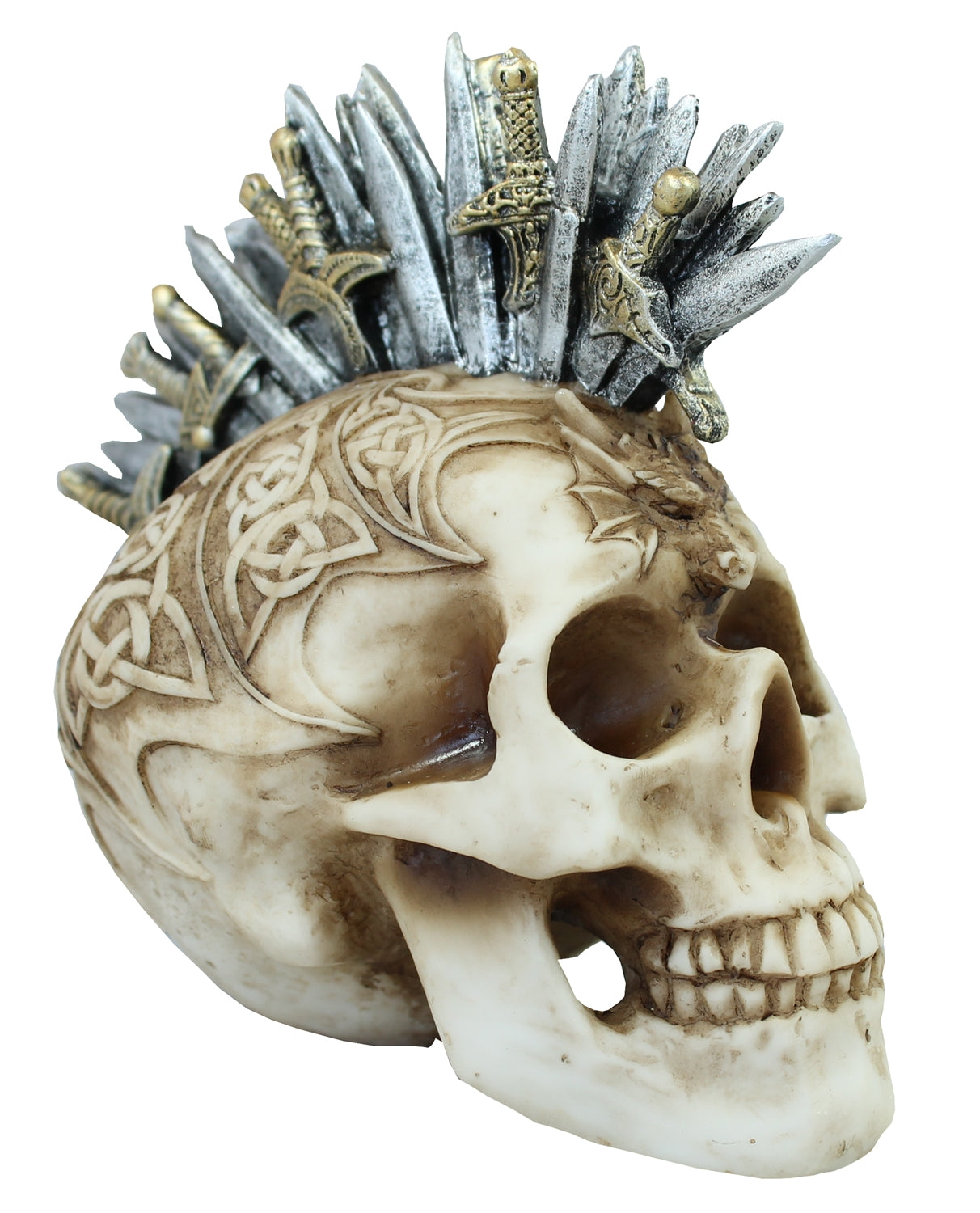 Mexikanischer Totenkopf mit Schwerter Schädel Totenschädel Mystische Dekoration Gothic Dekofigur