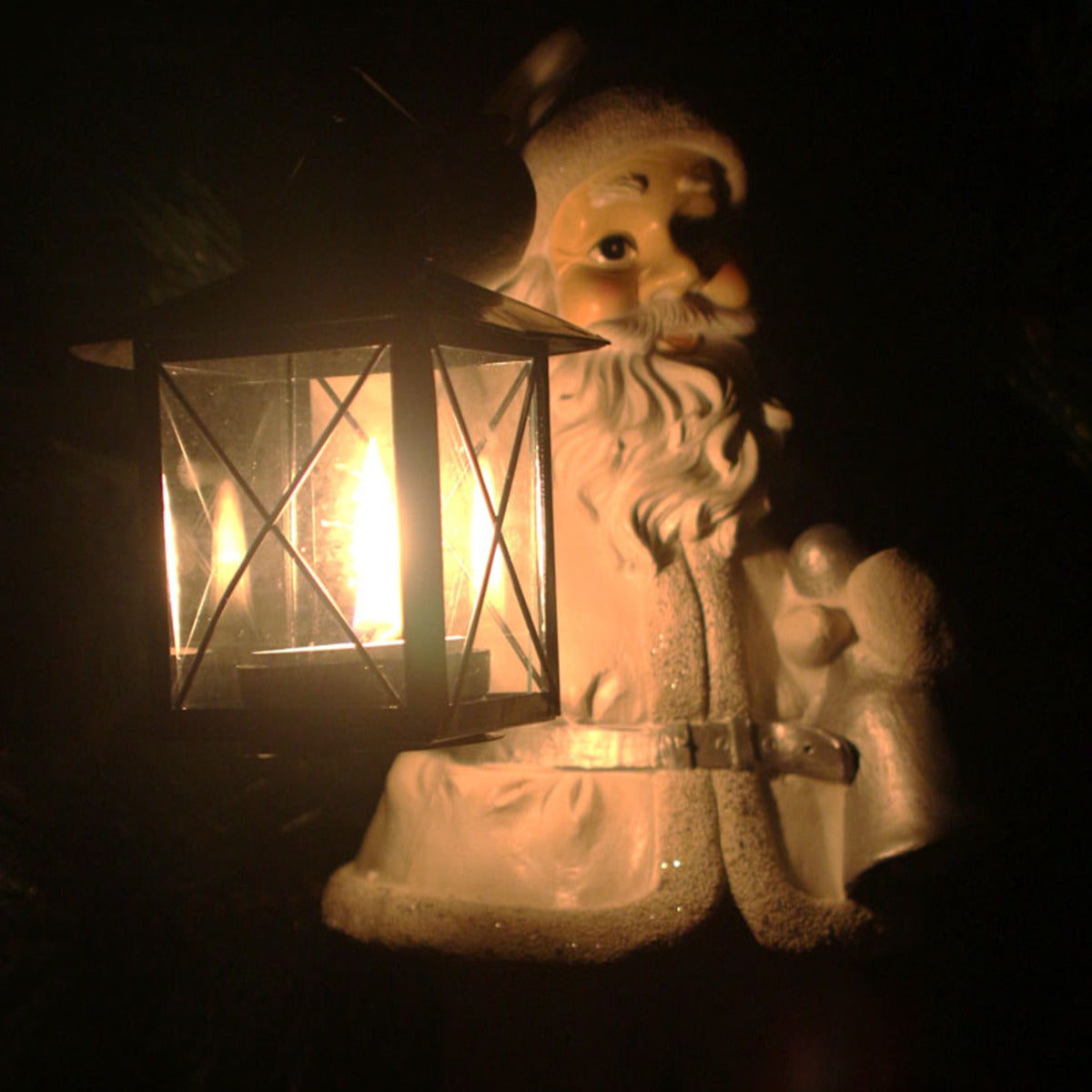 Weihnachtsmann Figur mit Teelichthalterung weiß silber Weihnachts Dekoration