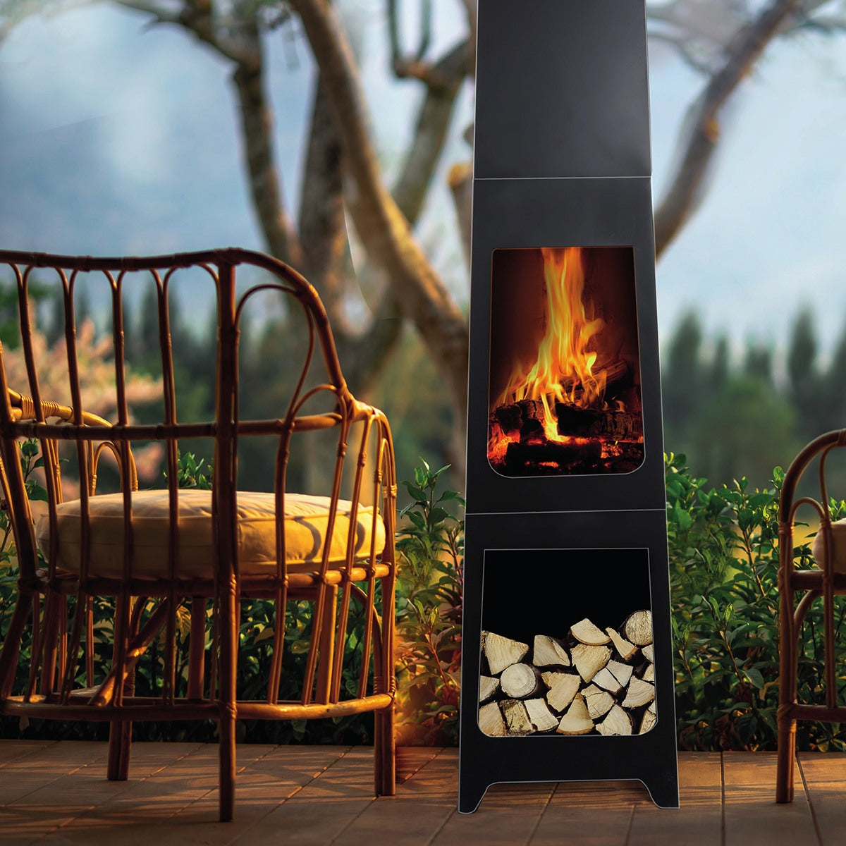 Gartenkamin mit schornstein Kamin für Garten Terrassenkamin aus Metall