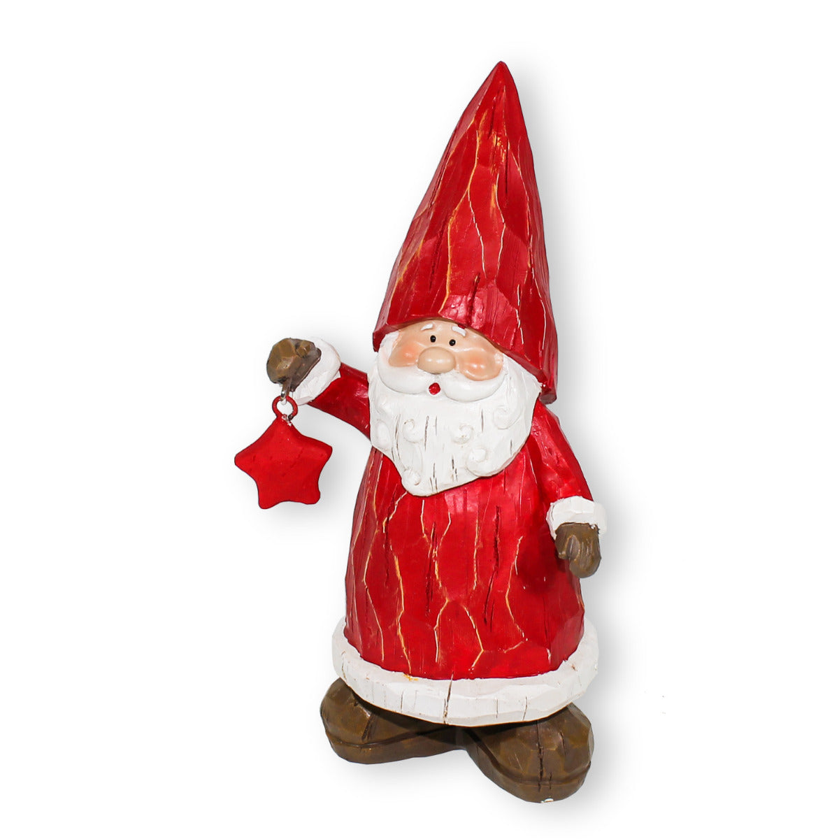 Weihnachtsmann Figur mit Stern in Holz-Optik Fensterdeko Weihnachten 21cm