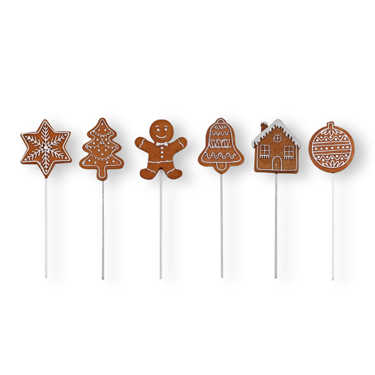 Weihnachts Tischdeko Lebkuchen Stecker 6 tlg. Weihnachtsfiguren klein Lebkuchen Deko