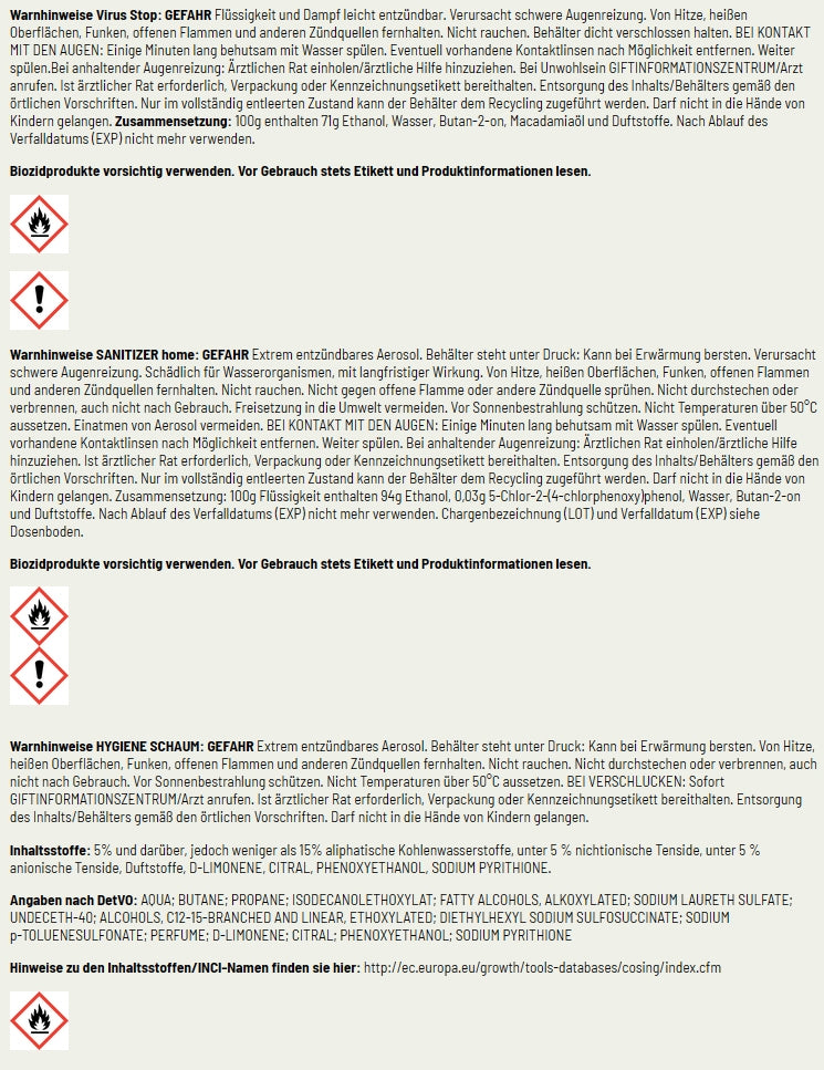 Virus Stop Desinfektionsmittel Desinfektionsspray Händedesinfektion Sprühdesinfektion 100ml