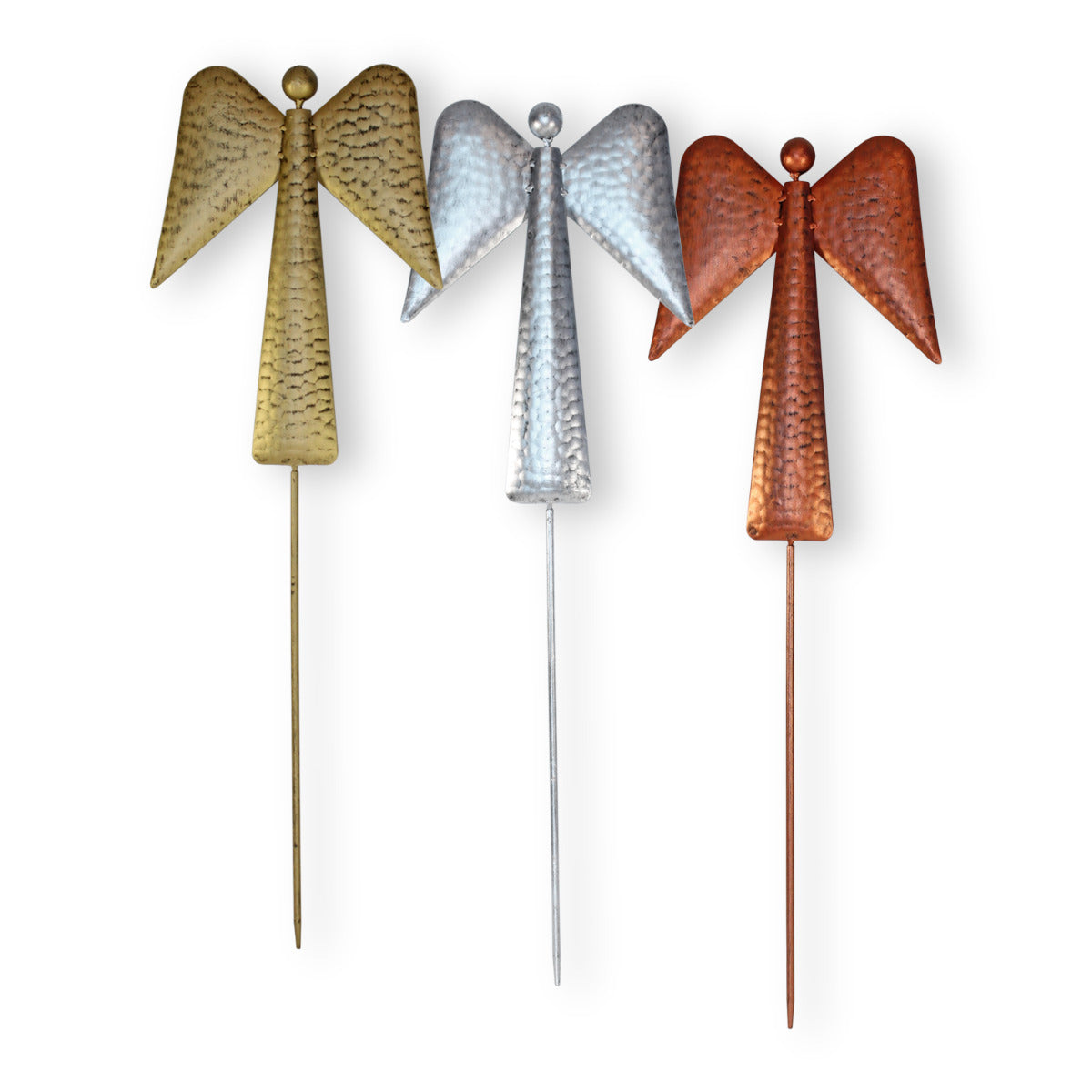 Engel Weihnachtsdeko 3er Set Grabengel Engel fürs Grab Weihnachtsdeko Engel Gartenstecker Metall