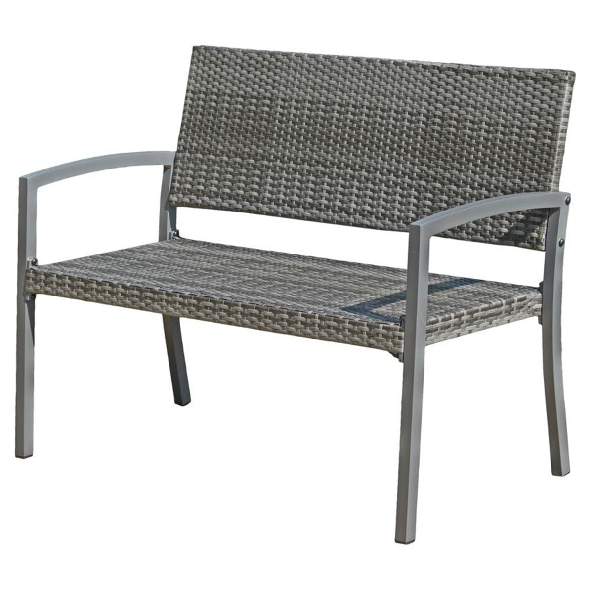 Garden Pleasure Parkbank Sanremo - 2-Sitzer Gartenbank Rattan, Rattanbank in Dunkelgrau, Poly-Rattan & Aluminium Rahmen, Rattan Sitzbank