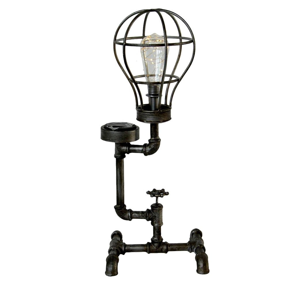 Solarlampe Garten Solarleuchte Stahl Industrie Design Tischleuchte Stahlrohr