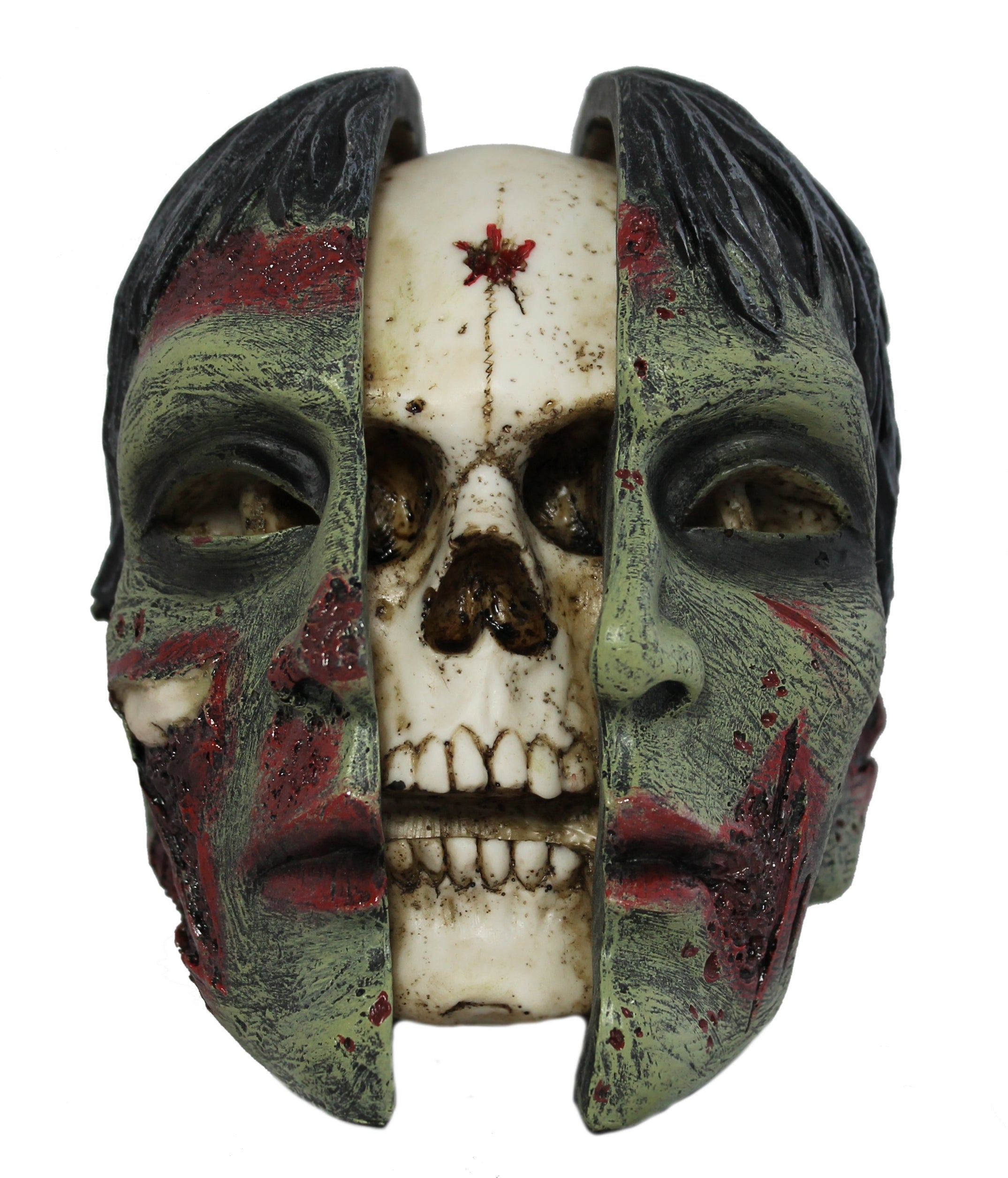 Dekofigur Zombie Zombiekopf Totenkopf Schädel Mystic Gothic Dekoration gespalten