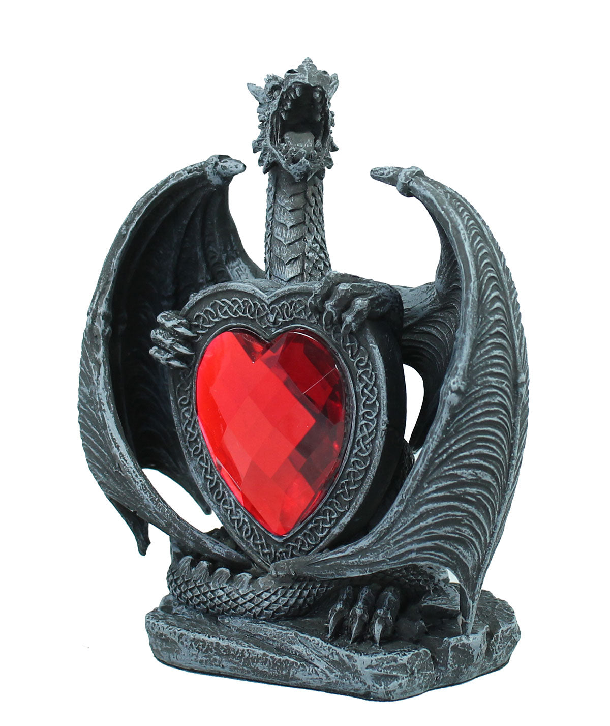 Drache Figur Fauchender Deko Drache Drachenfigur mit Herz